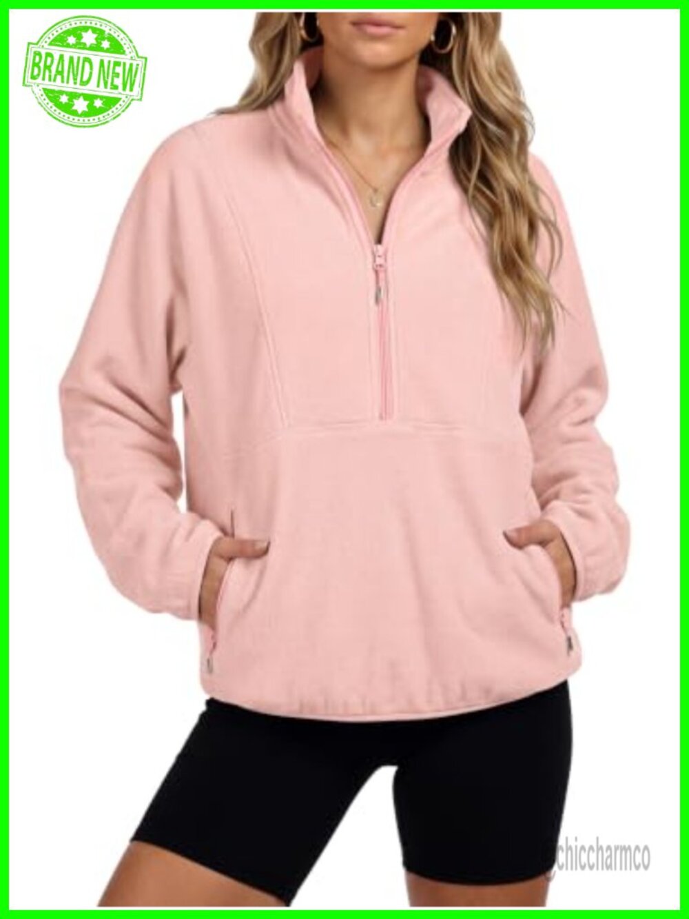 Womens Half Zip Fleece Pullover Sherpa Sweatshirt Mock Neck Long Sleeve